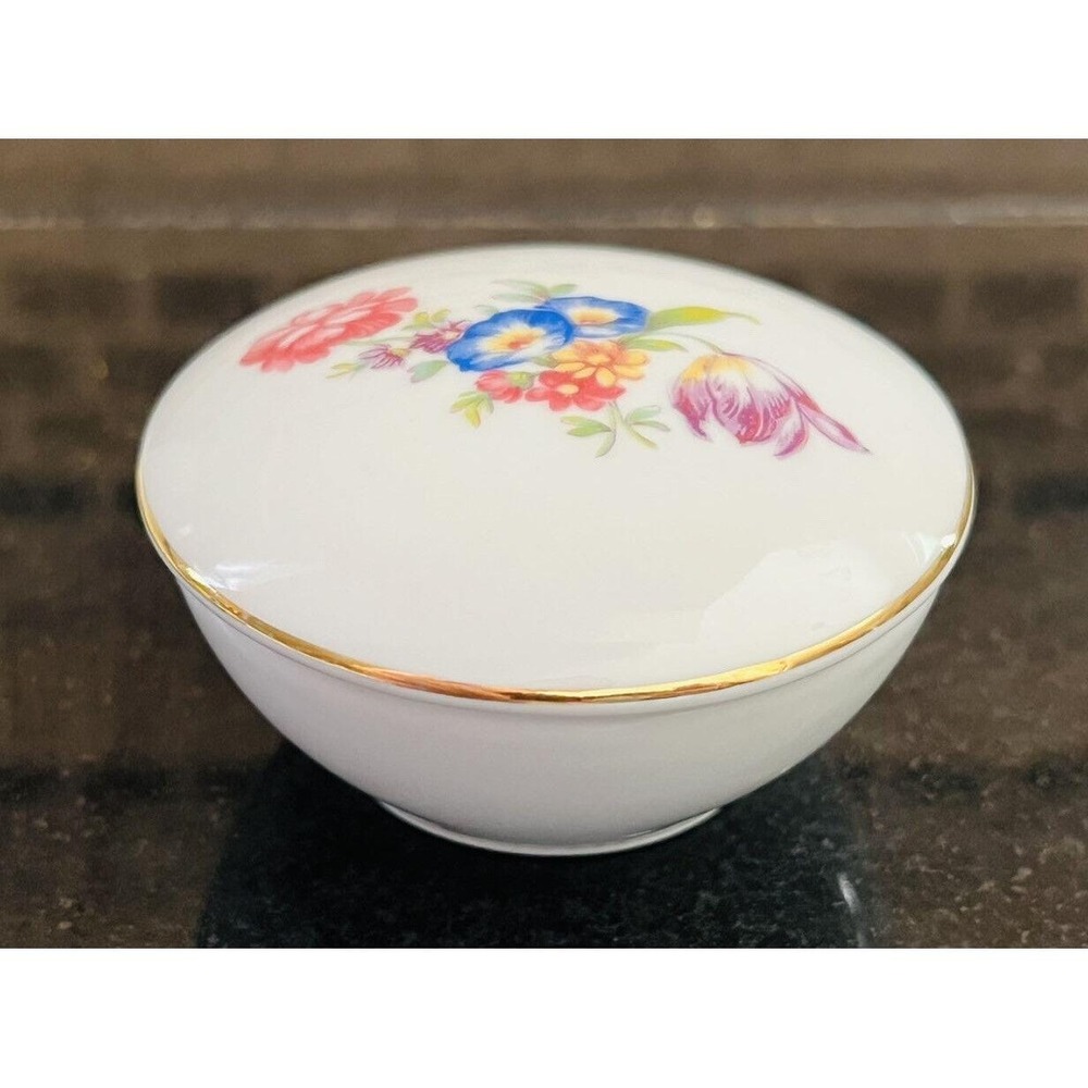 Vintage Royal Bavaria Trinket Box Germany Décor Vanity Bowl Porcelain with Lid